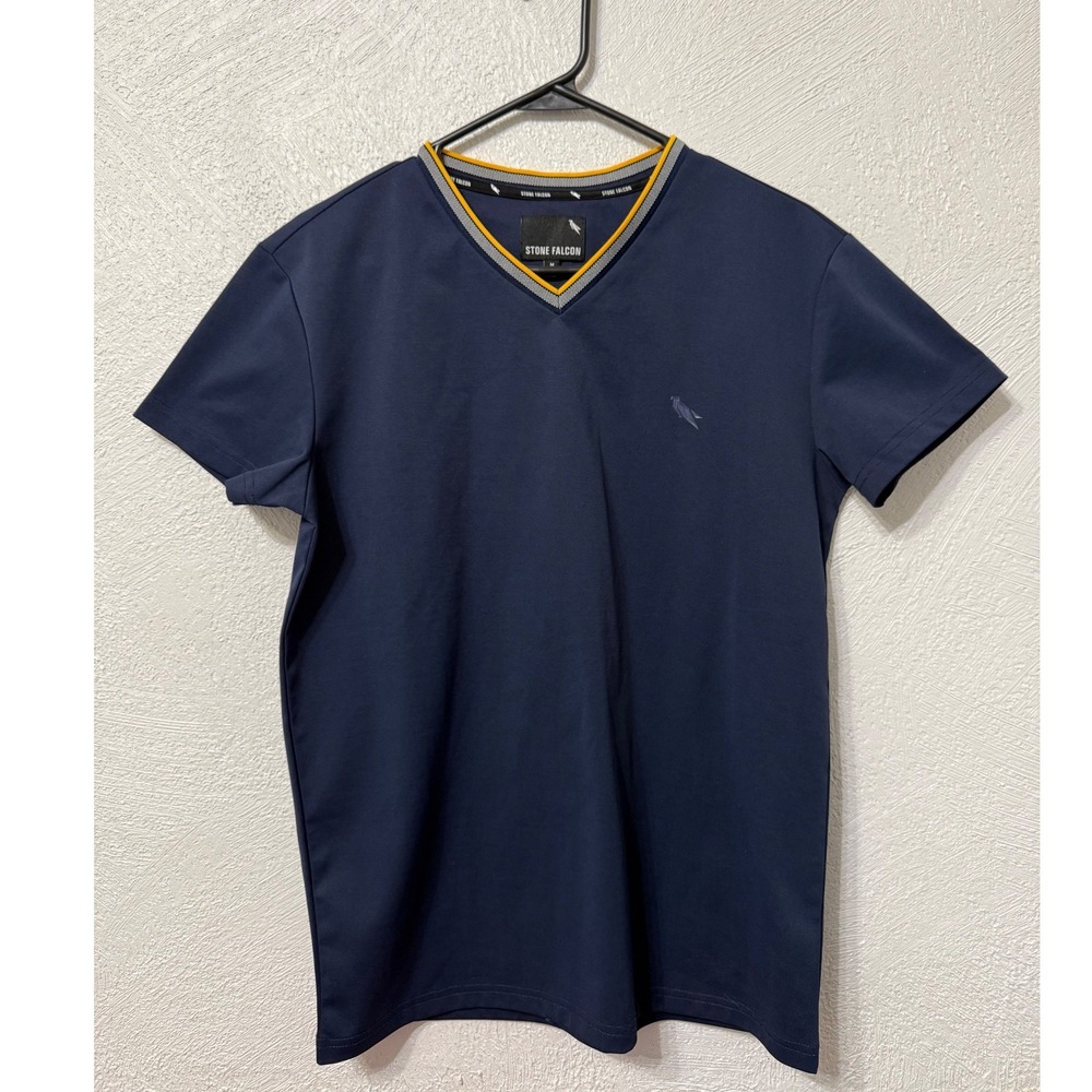 Stone Falcon Men's M Navy Blue Athletic Pullover Short Sleeve Performance Shirt
